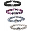 4Pcs Natural Stone Bead Bracelet For Girls Women Lucky Healing Bracelet (paw+heart)